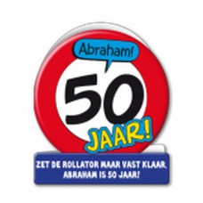Wenskaart 50 jaar verkeersbord Abraham